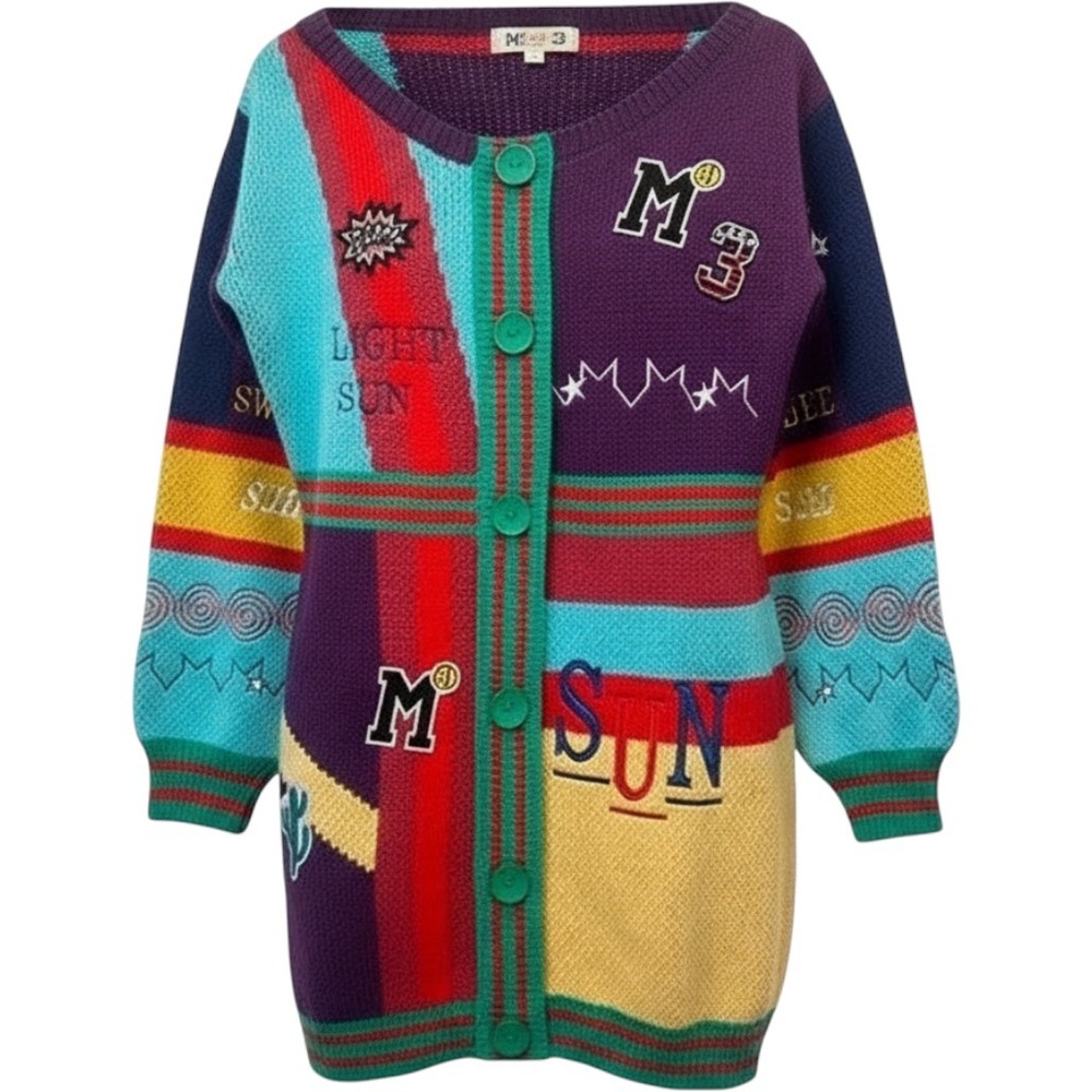 Eclectic Funky Patchwork Colorblock Fashion Nova Women Cardigan Sweater Dress